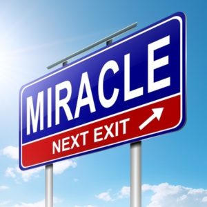 15224895 - illustration depicting a roadsign with a miracle concept sky background