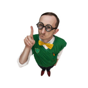 Funny smart nerd isolated on white background